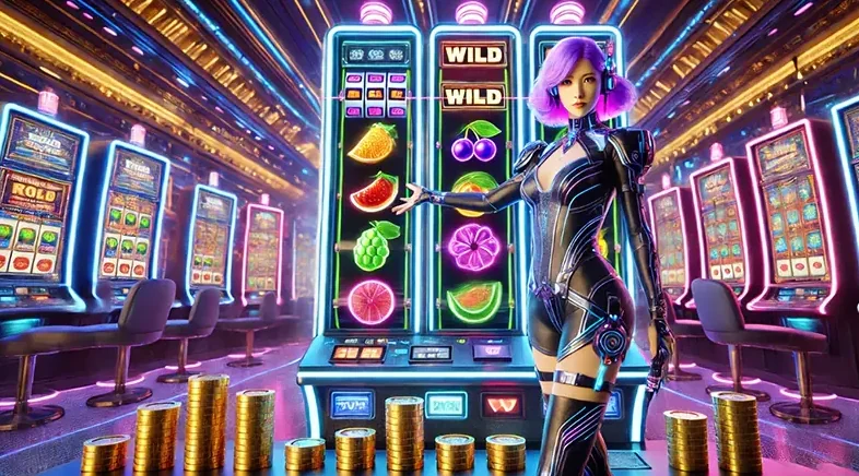 Layar slot digital dengan susunan reel permainan